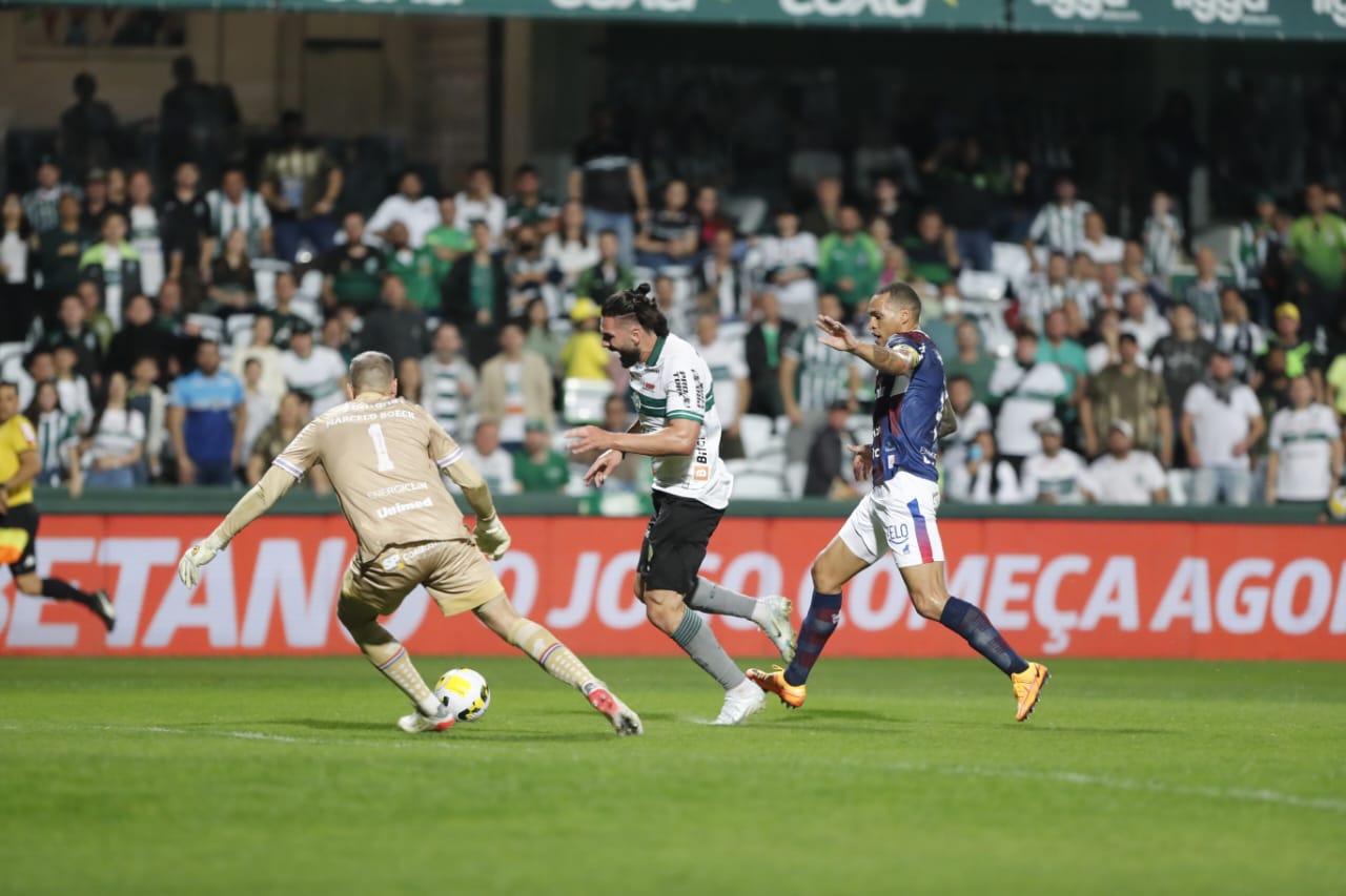 Léo Gamalho em ação em Coritiba x Fortaleza