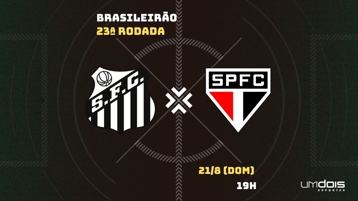 Tela confronto Santos x São Paulo Brasileirão 2022