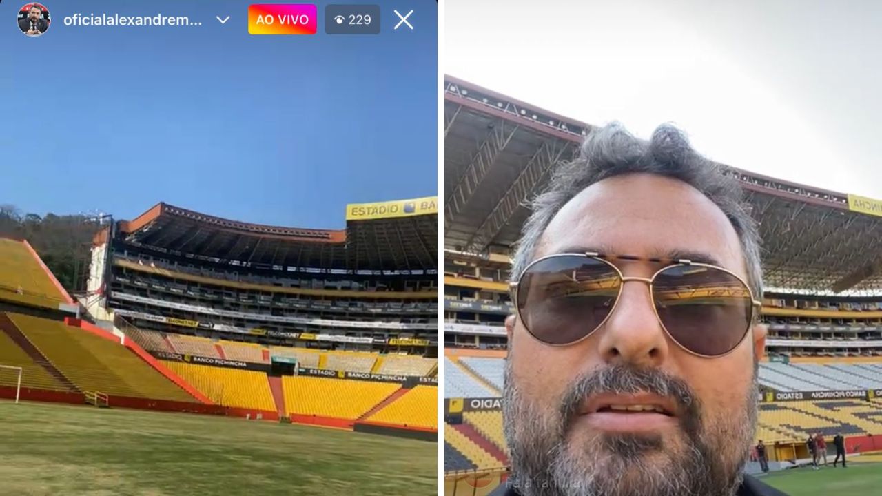 Alexandre Mattos em visita ao Estádio Monumental Isidro Romero Carbo, em Guayaquil